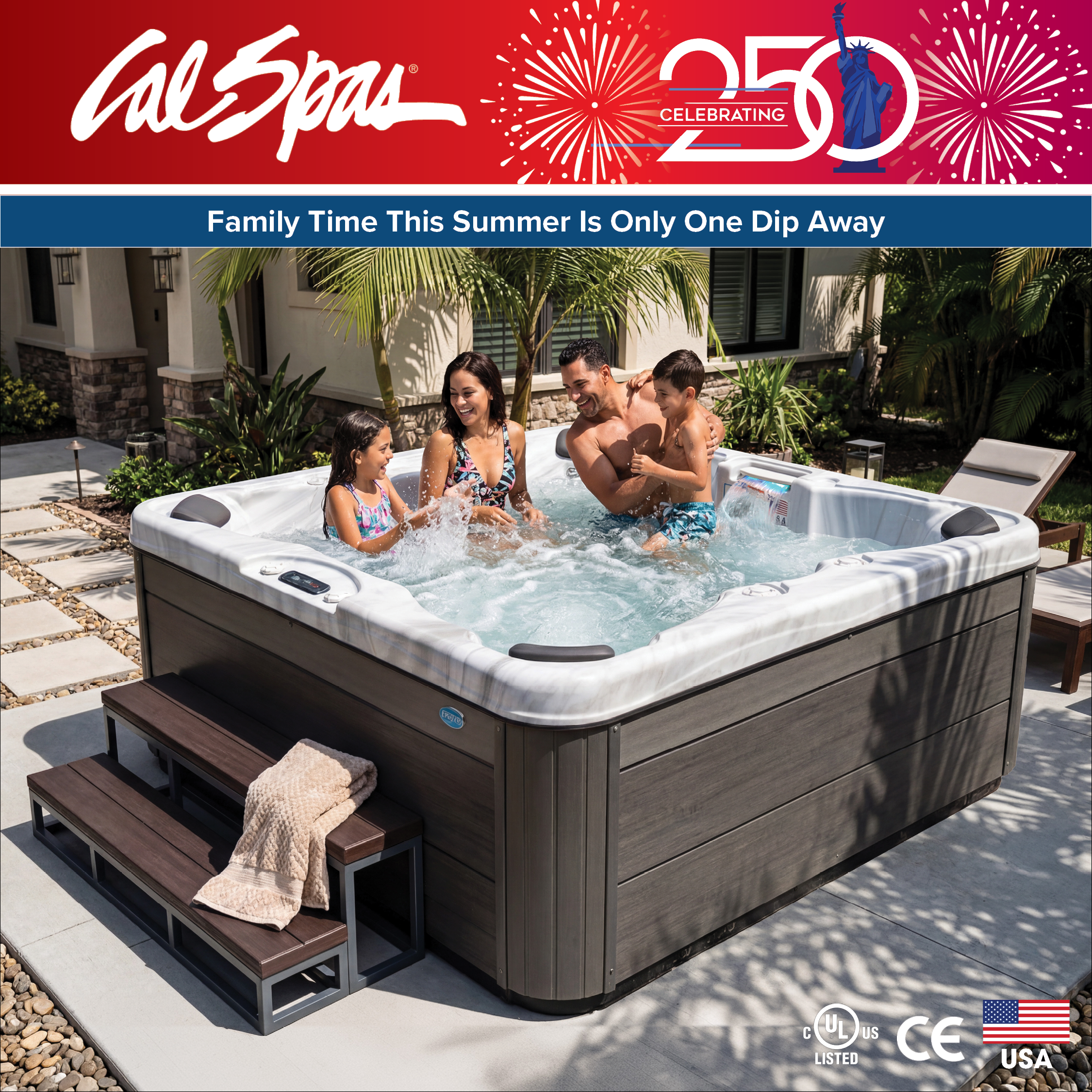 Calspas hot tub being used in a family setting - Brockton